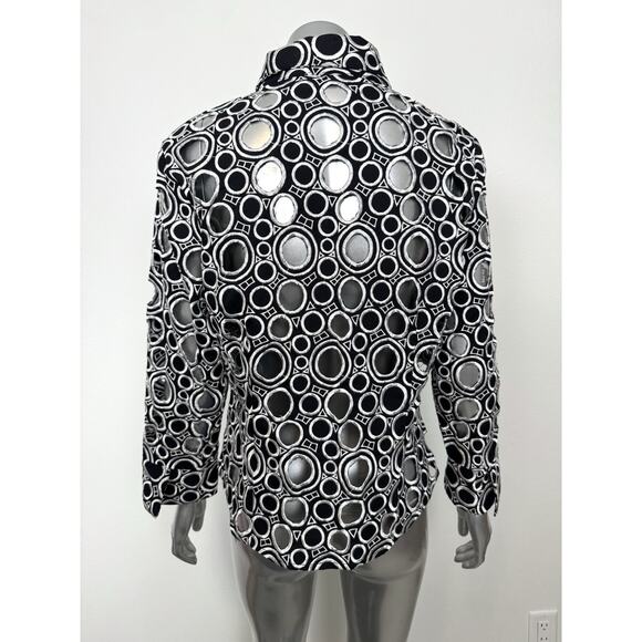 Samuel Dong Black Silver Geometric Cutout Jacket Womens Medium Art Wear - Picture 2 of 16
